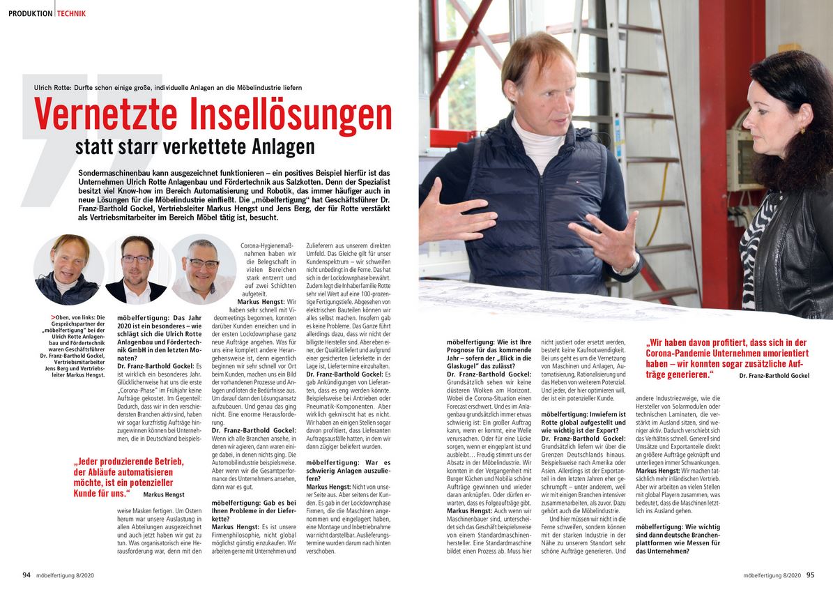 Rotte Interview Möbelfertigung Ausgabe 08/2020