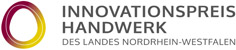 Logo des Innovationspreis Handwerk des Landes Nordrhein-Westfalen mit stilisiertem, ovalem Farbsymbol in Rot, Orange und Gelb neben dem Schriftzug